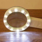 Magnifying glass with LED light, 30x optical magnification, reading aid for seniors