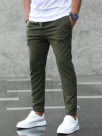 Men's slim fit jogger pants with drawstring waist, casual streetwear style