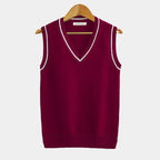 Men cotton sleeveless sweater V neck in multiple colours