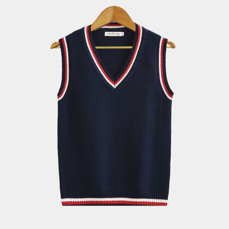 Men cotton sleeveless sweater V neck in multiple colours