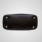 Women's two-tone leather handbag, shoulder bag in black, coffee and red