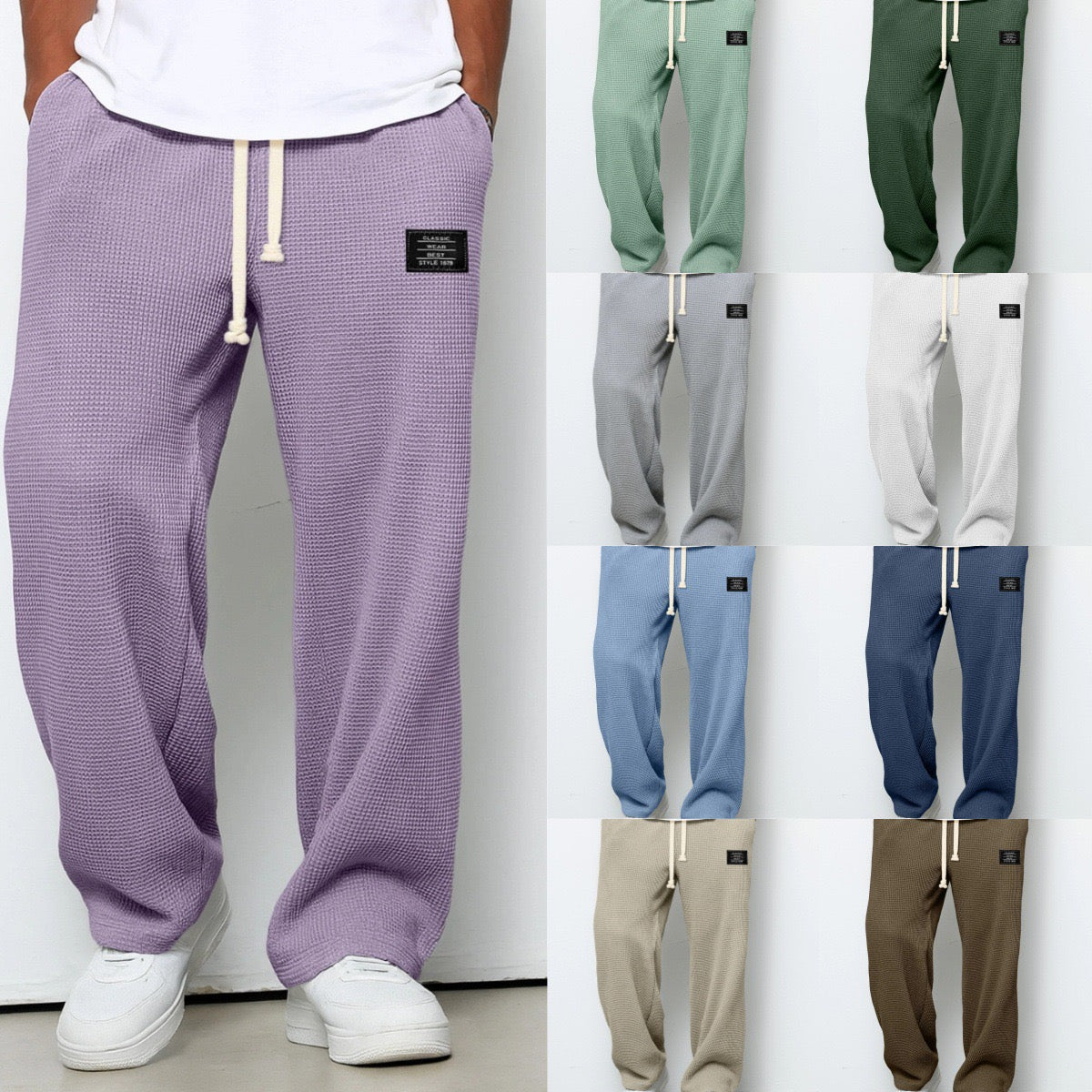 Men's comfort trousers relaxed fit with adjustable waistband, breathable everyday pants