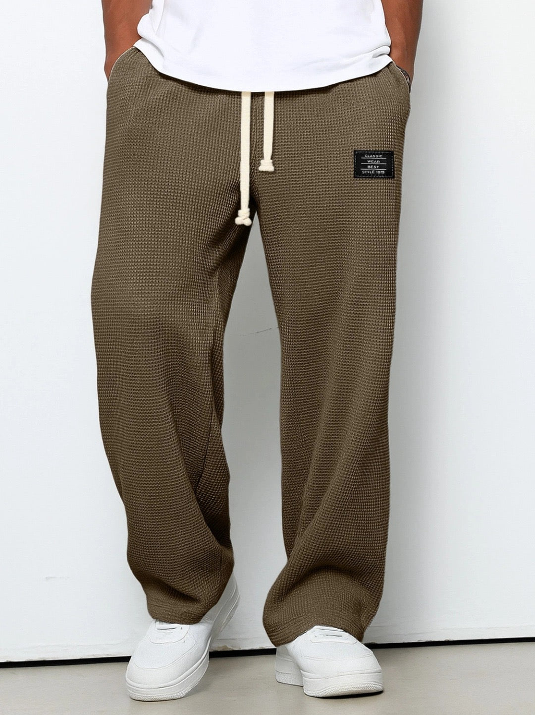 Men's comfort trousers relaxed fit with adjustable waistband, breathable everyday pants