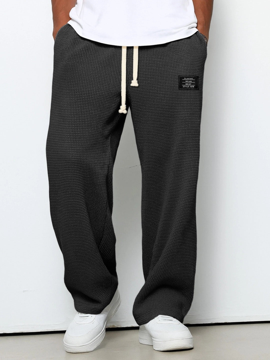 Men's comfort trousers relaxed fit with adjustable waistband, breathable everyday pants