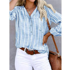 Women striped blouse long sleeve relaxed fit in multiple colours