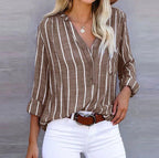 Women striped blouse long sleeve relaxed fit in multiple colours
