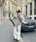 Women's faux fur jacket fluffy coat in beige, grey, brown and black