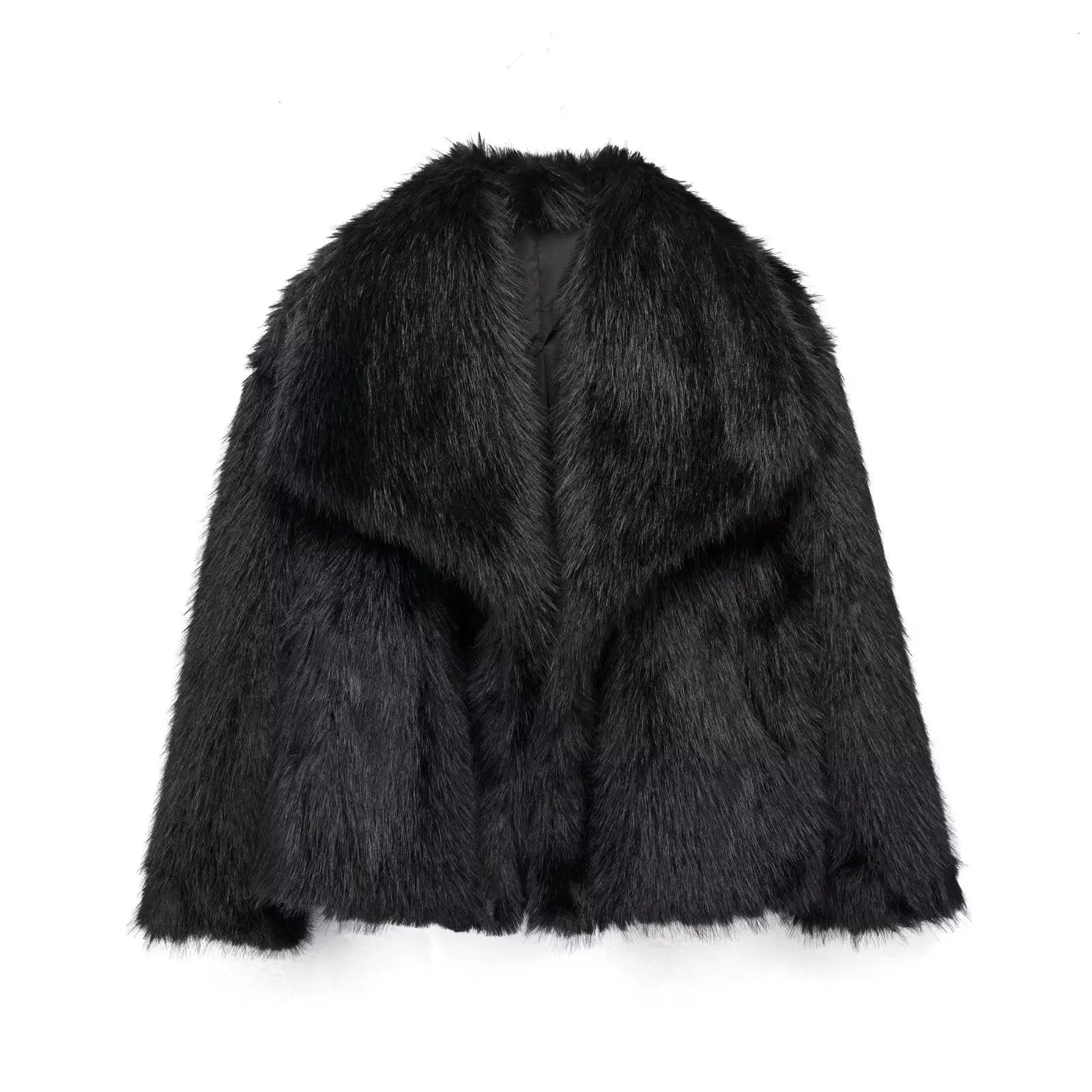 Women's faux fur jacket fluffy coat in beige, grey, brown and black