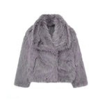 Women's faux fur jacket fluffy coat in beige, grey, brown and black