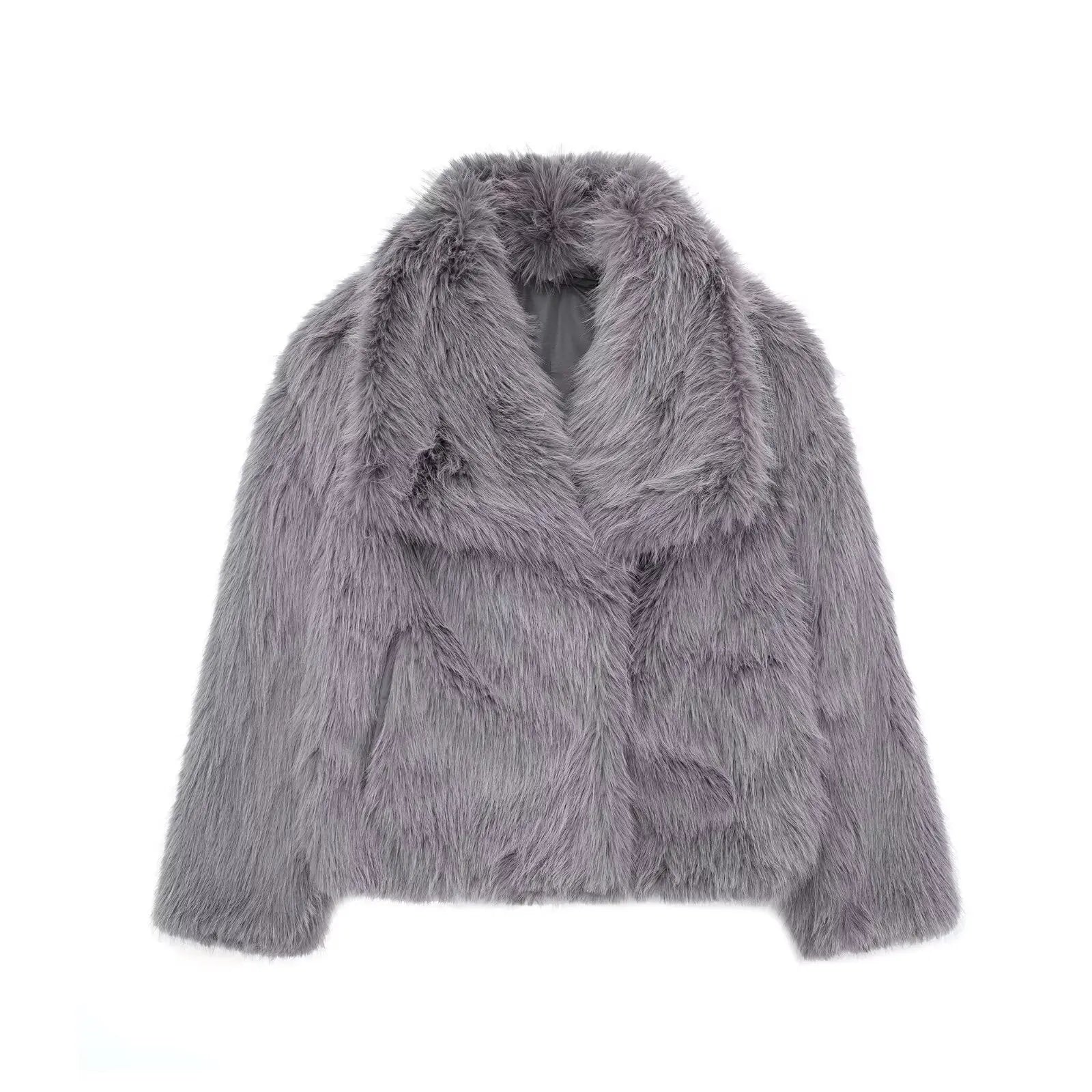 Women's faux fur jacket fluffy coat in beige, grey, brown and black