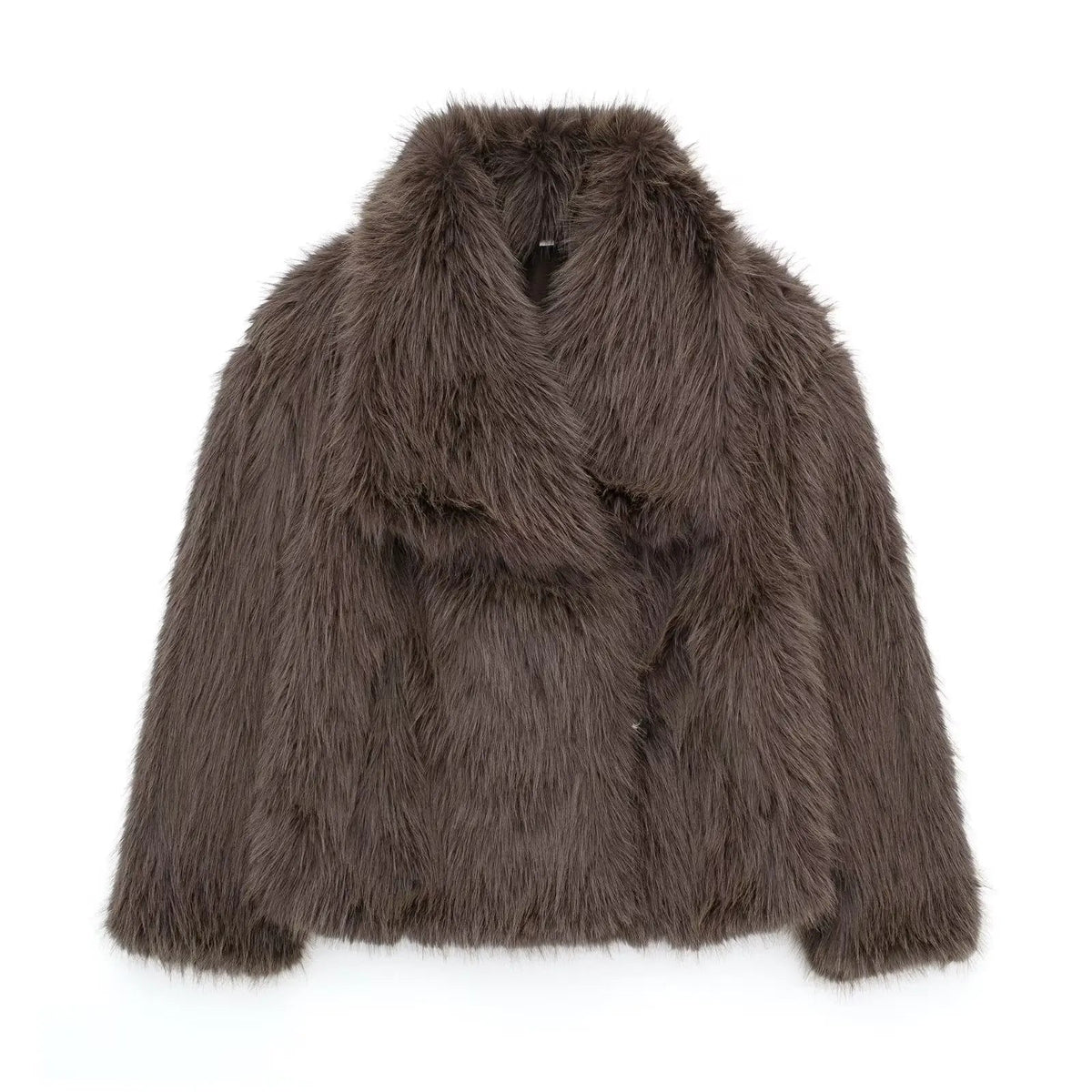 Women's faux fur jacket fluffy coat in beige, grey, brown and black