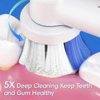 Electric toothbrush 360° rotating with IPX7 waterproof and USB-C charging, 70-day battery