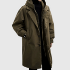 Men waterproof raincoat lightweight with adjustable hood in green and black