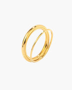 Gold tone infinity band ring for women, adjustable open spiral stainless steel