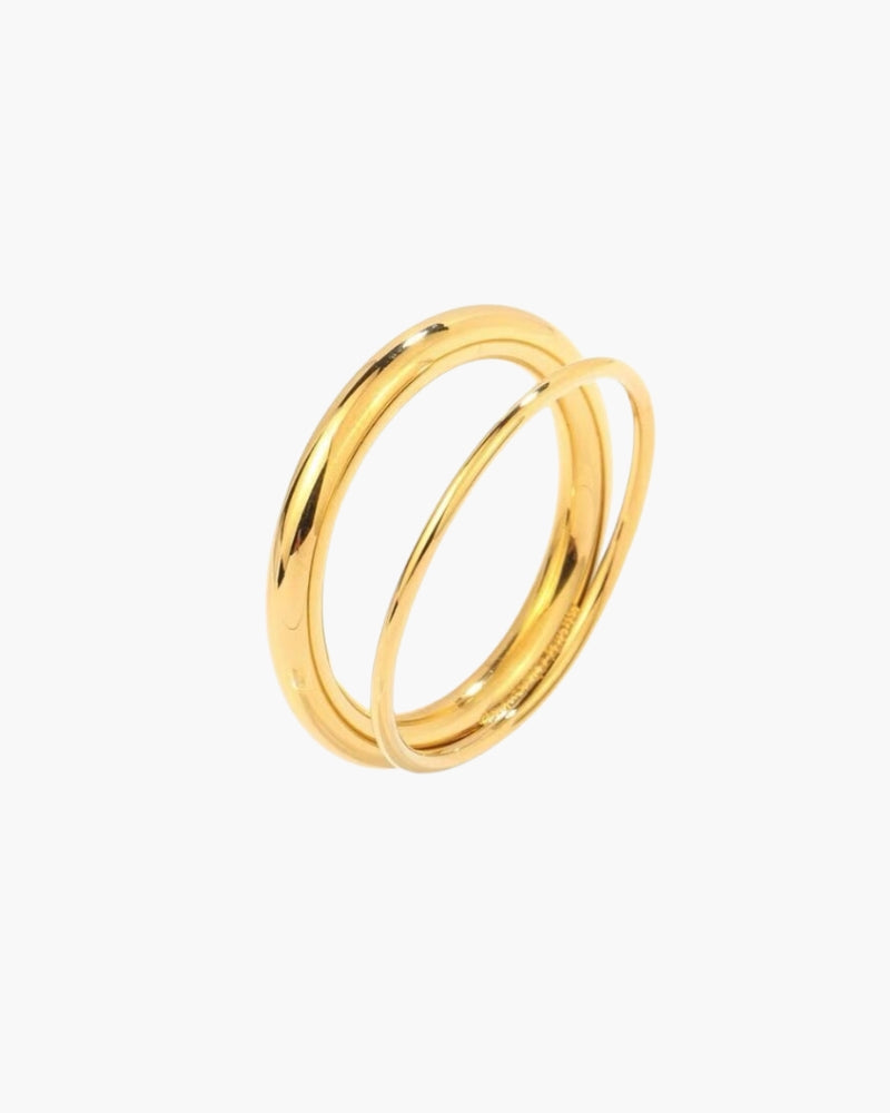 Gold tone infinity band ring for women, adjustable open spiral stainless steel