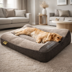 Orthopaedic dog bed large with memory foam, raised headrest and washable velvet cover