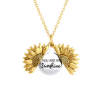 Women gold sun pendant necklace You Are My Sunshine delicate design