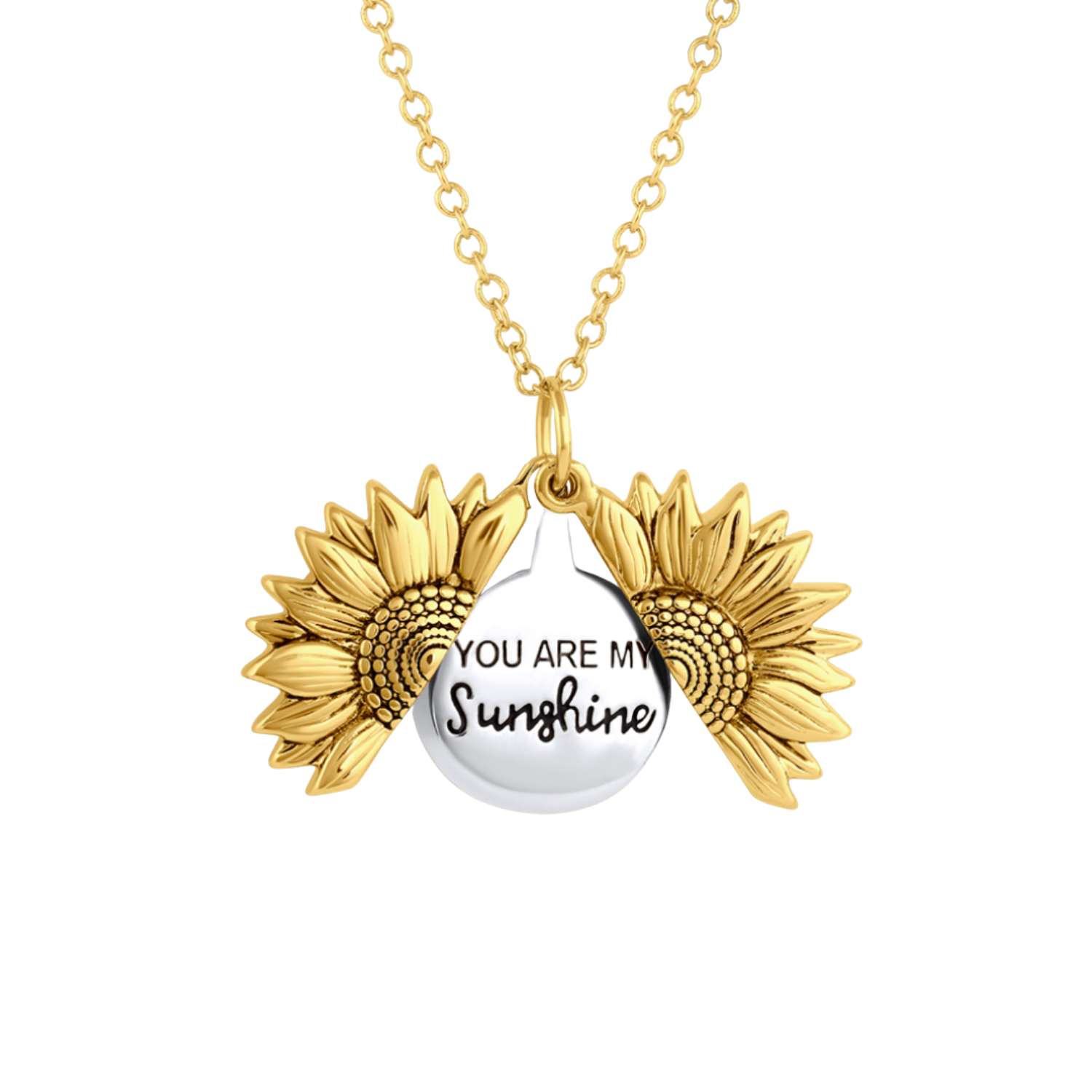 Women gold sun pendant necklace You Are My Sunshine delicate design