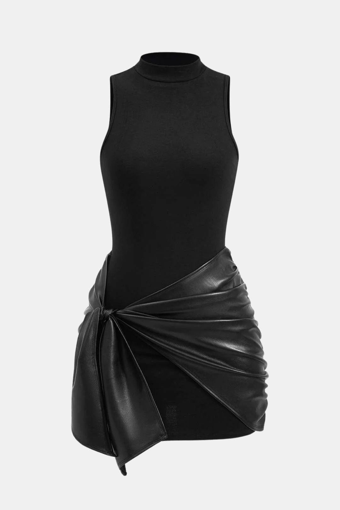 Women's halter neck mini party dress, fitted silhouette in black, burgundy and brown