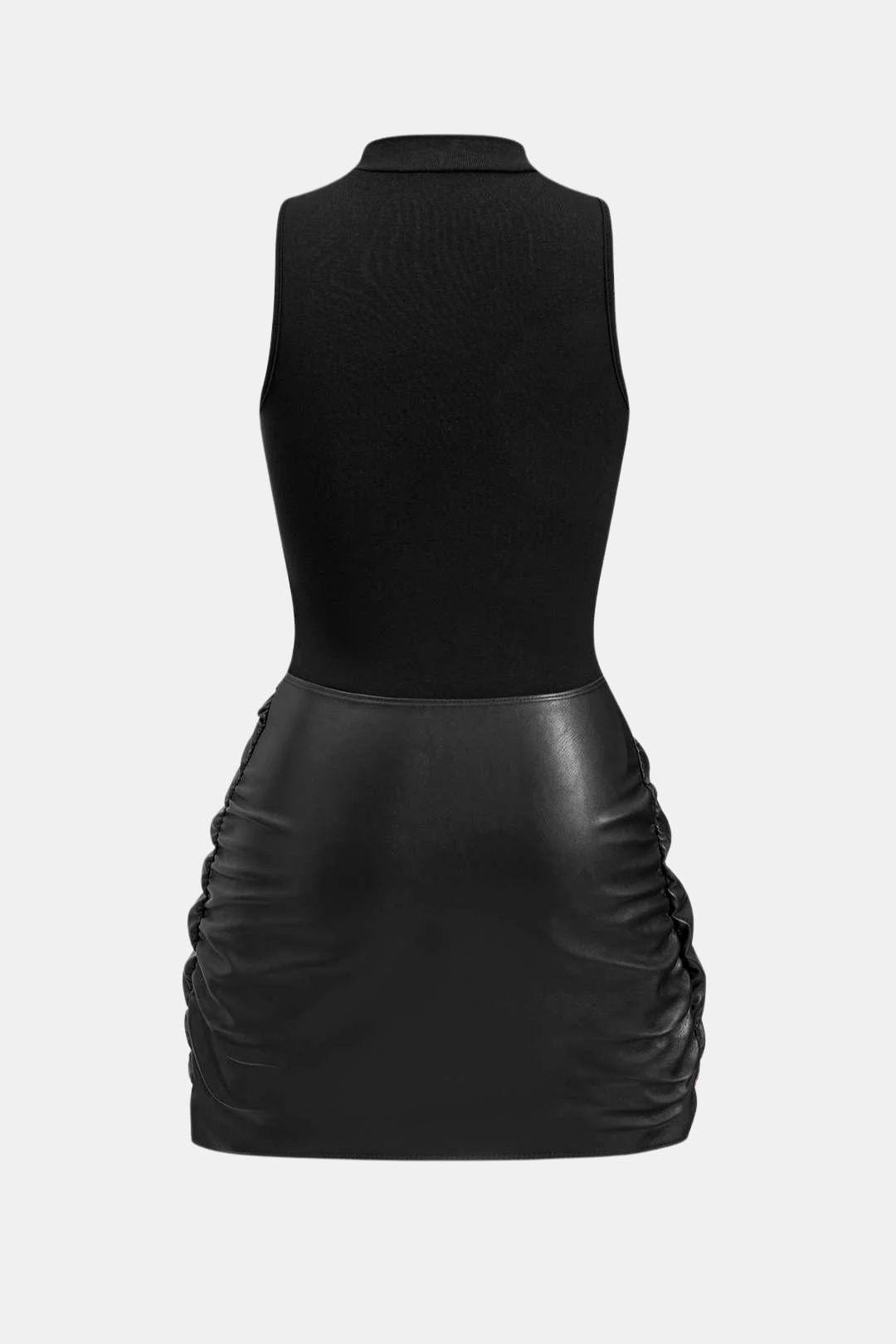 Women's halter neck mini party dress, fitted silhouette in black, burgundy and brown