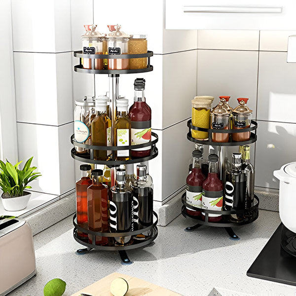 Metal rotating organizer 3-tier 360° swivel for desk kitchen bathroom
