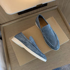 Men's vintage PU leather slip-on loafers in black, brown and navy