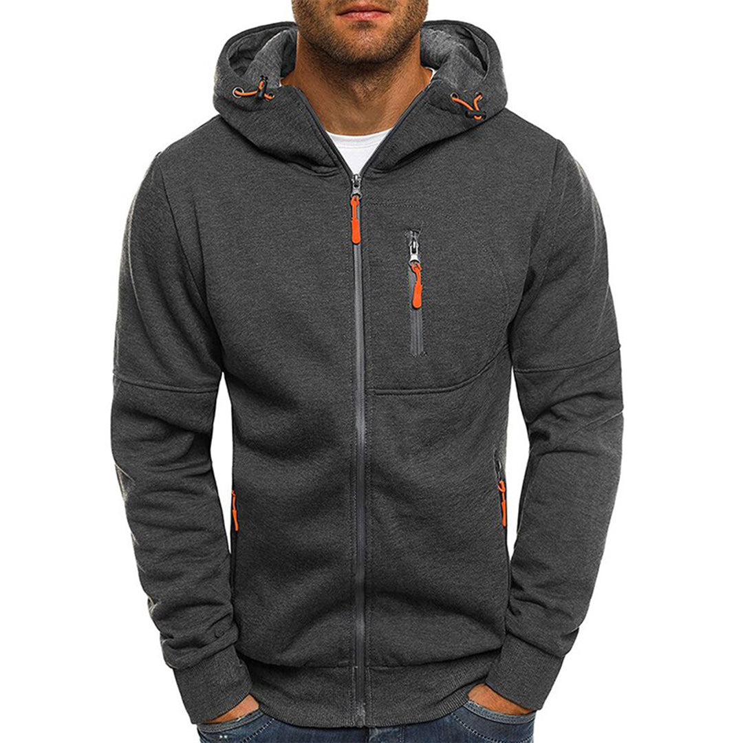 Men's zip-up hoodie relaxed fit casual lightweight full-length zipper