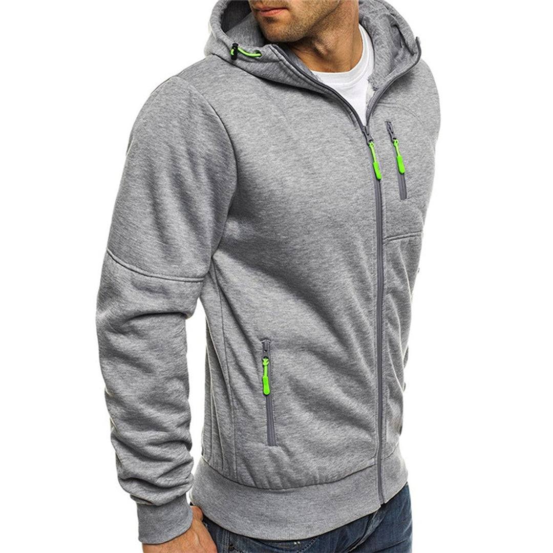 Men's zip-up hoodie relaxed fit casual lightweight full-length zipper