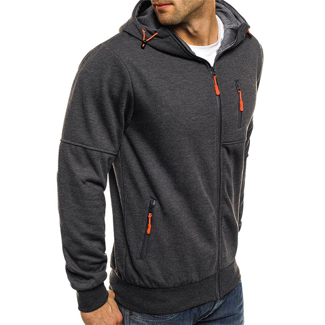 Men's zip-up hoodie relaxed fit casual lightweight full-length zipper