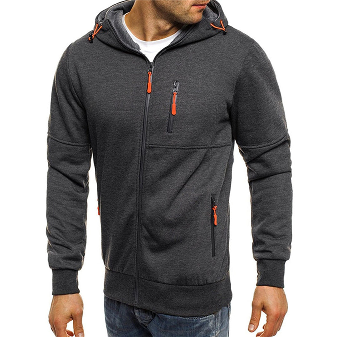 Men's zip-up hoodie relaxed fit casual lightweight full-length zipper