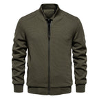 Men zip up bomber jacket with quilted shoulder detail and ribbed collar