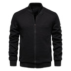 Men zip up bomber jacket with quilted shoulder detail and ribbed collar