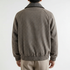 Men cotton blend sport jacket tailored fit with micro-check pattern and full zip
