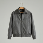 Men cotton blend sport jacket tailored fit with micro-check pattern and full zip