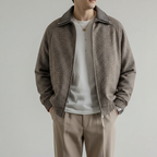 Men cotton blend sport jacket tailored fit with micro-check pattern and full zip