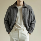 Men cotton blend sport jacket tailored fit with micro-check pattern and full zip