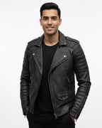 Men's moto jacket zip-up casual urban style comfortable fit