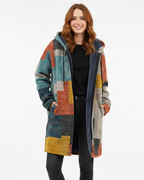 Women knit cardigan open front with artistic print relaxed fit
