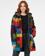 Women knit cardigan open front with artistic print relaxed fit
