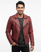 Men's moto jacket zip-up casual urban style comfortable fit