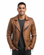 Men's moto jacket zip-up casual urban style comfortable fit
