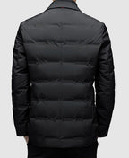 Men sherpa lined quilted blazer jacket with lapel collar and button closure