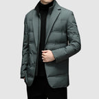 Men sherpa lined quilted blazer jacket with lapel collar and button closure
