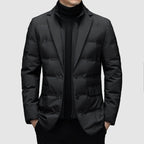 Men sherpa lined quilted blazer jacket with lapel collar and button closure