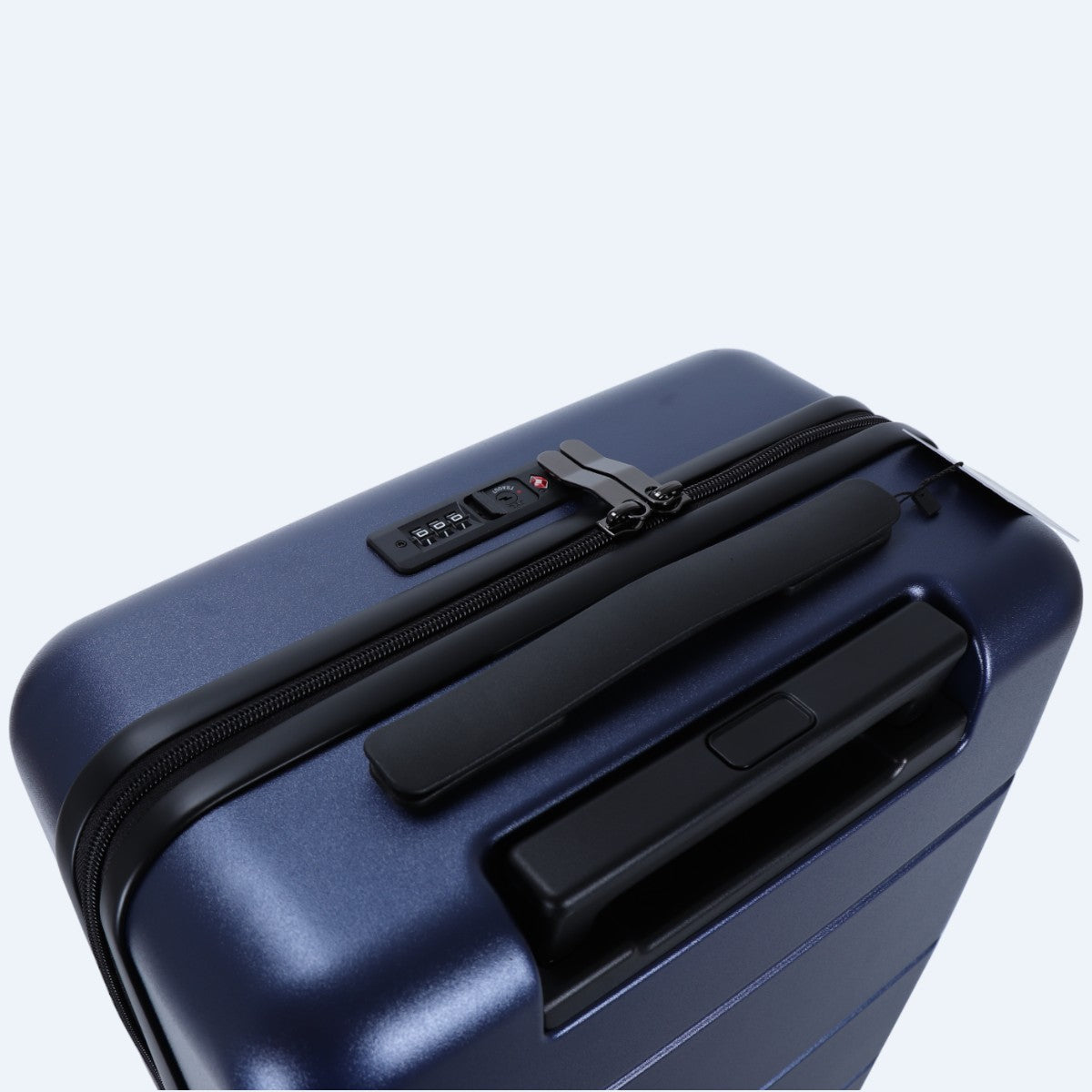 Hard shell luggage set 3-piece with 4-wheel spinner and combination lock, black and blue