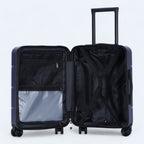 Hard shell luggage set 3-piece with 4-wheel spinner and combination lock, black and blue
