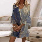 Women's dress with trendy print and flattering fit, versatile midi style