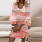 Women's dress with trendy print and flattering fit, versatile midi style