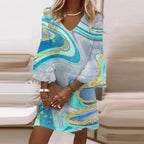 Women's dress with trendy print and flattering fit, versatile midi style