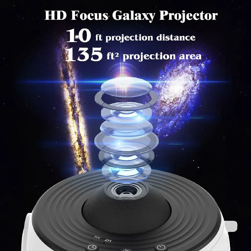 Star projector 360° rotating galaxy night light with 12 projection effects and timer